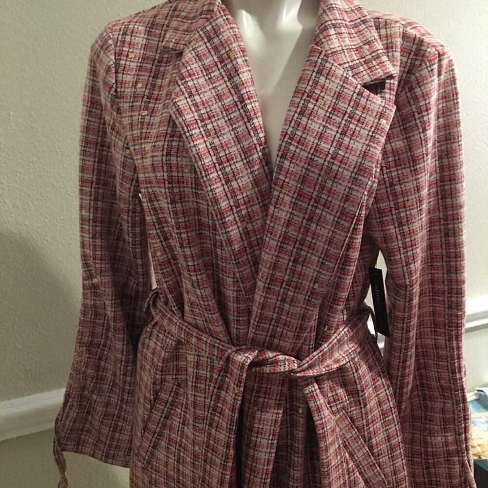 Alice Blue Checkered Jacket or Coat Lightweight Size Large